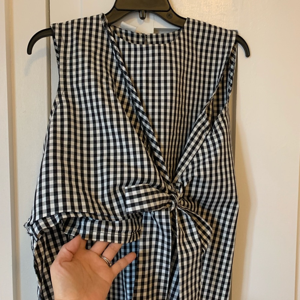 Gingham high low wrap crop top